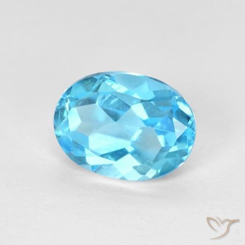 Topazio Blu svizzero naturale da 1.66 ct, Ovale, VVS-VS