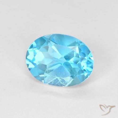 Topazio Blu svizzero naturale da 1.66 ct, Ovale, VVS-VS