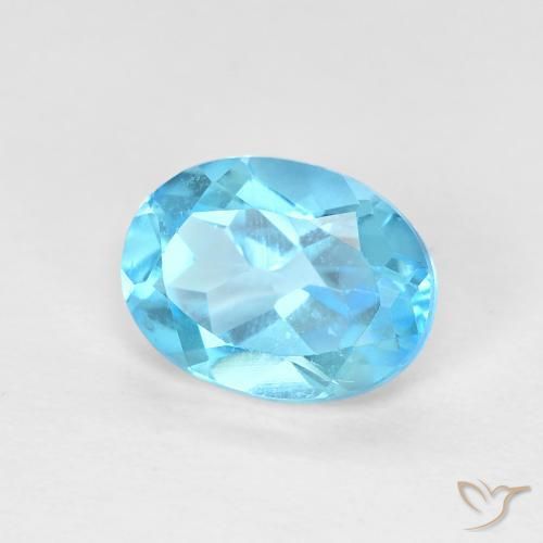Topazio Blu svizzero naturale da 1.76 ct, Ovale, VVS-VS
