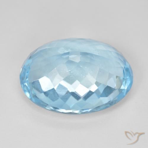 Topazio Blu svizzero naturale da 18.70 ct, Ovale, VVS-VS