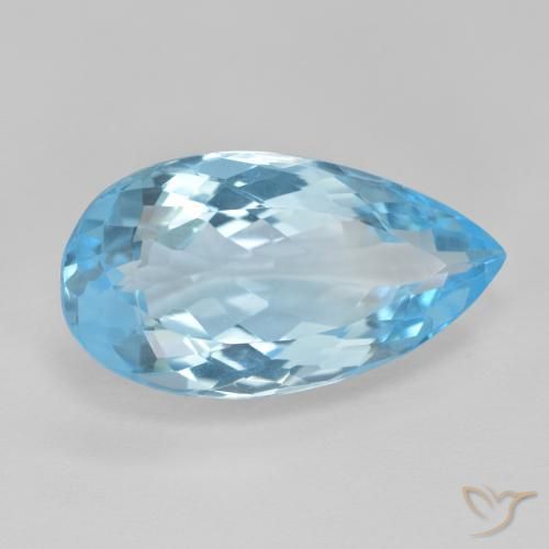 Topazio Blu svizzero naturale da 11.51 ct, Forma a pera, VVS-VS