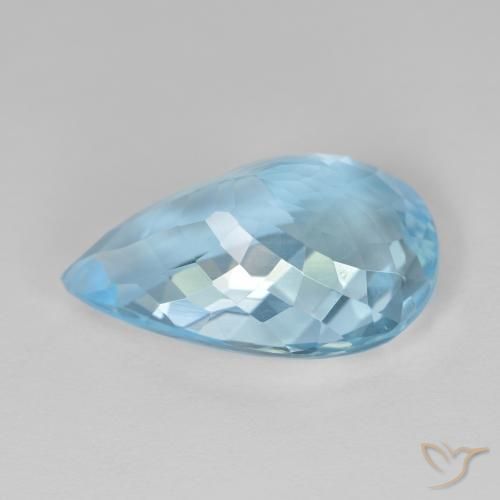 Topazio Blu svizzero naturale da 11.69 ct, Forma a pera, VVS-VS