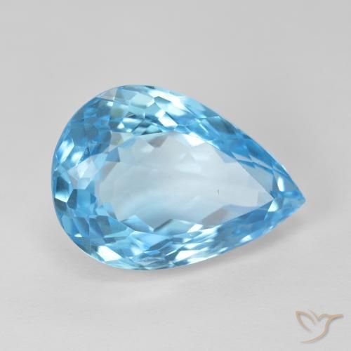 Topazio Blu svizzero naturale da 13.59 ct, Forma a pera, VVS-VS