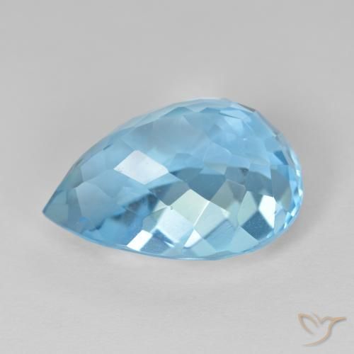 Topazio Blu svizzero naturale da 13.59 ct, Forma a pera, VVS-VS