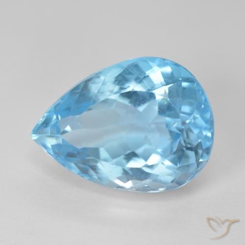 12.83ct Naturale Blu svizzero Topazio, Forma a pera, VVS-VS