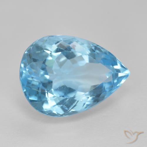 Topazio Blu svizzero naturale da 12.83 ct, Forma a pera, VVS-VS