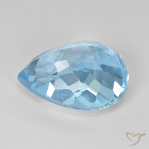 Topazio Blu svizzero naturale da 12.83 ct, Forma a pera, VVS-VS