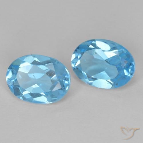 Gemme di Topazio Blu svizzero naturale da 3.06 ct, Ovale, VVS-VS