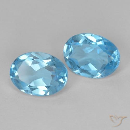 Gemme di Topazio Blu svizzero naturale da 2.95 ct, Ovale, VVS-VS