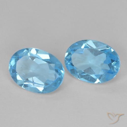 Gemme di Topazio Blu svizzero naturale da 2.69 ct, Ovale, VVS-VS