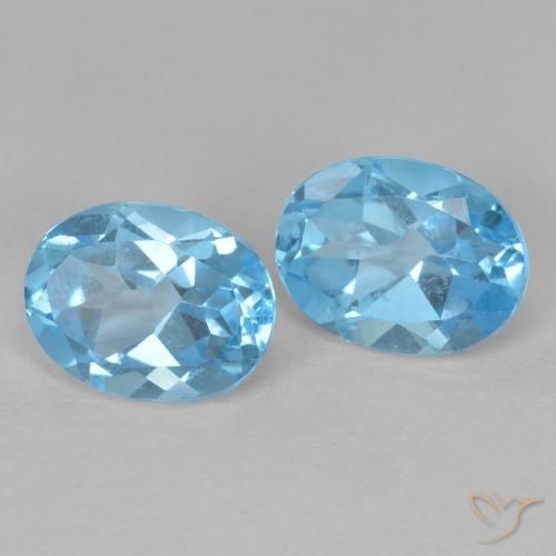 Gemme di Topazio Blu svizzero naturale da 3.38 ct, Ovale, VVS-VS