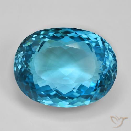 123.63ct Naturale Blu svizzero Topazio, Ovale, VVS