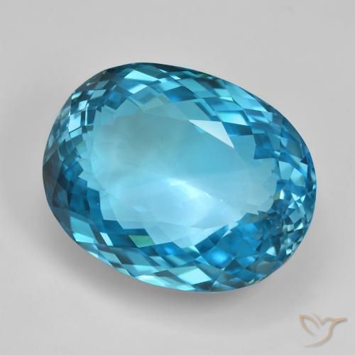 Topazio Blu svizzero naturale da 123.63 ct, Ovale, VVS