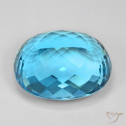 Topazio Blu svizzero naturale da 123.63 ct, Ovale, VVS