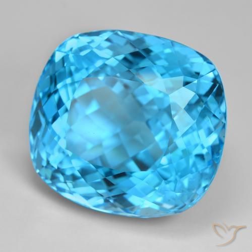 Topazio Blu svizzero naturale da 103.31 ct, Taglio a cuscino, VVS