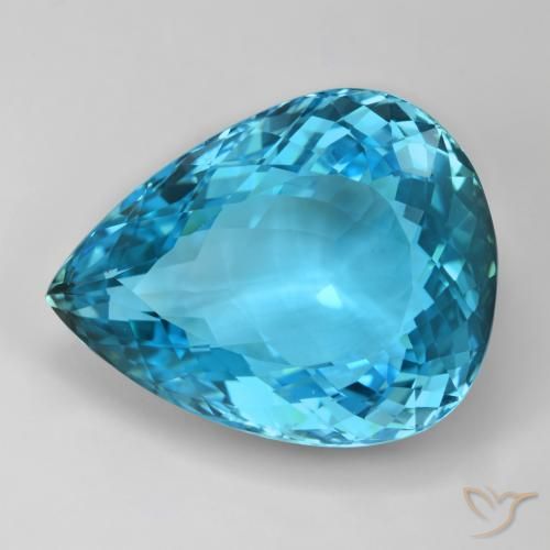 110.02ct Naturale Blu svizzero Topazio, Forma a pera, IF