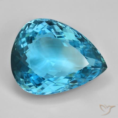 Topazio Blu svizzero naturale da 110.02 ct, Forma a pera, IF
