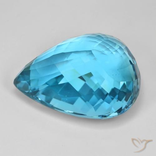 Topazio Blu svizzero naturale da 110.02 ct, Forma a pera, IF
