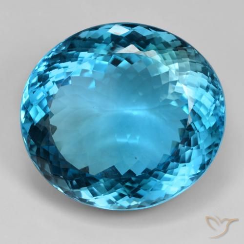 88.10ct Naturale Blu London Topazio, Ovale, IF