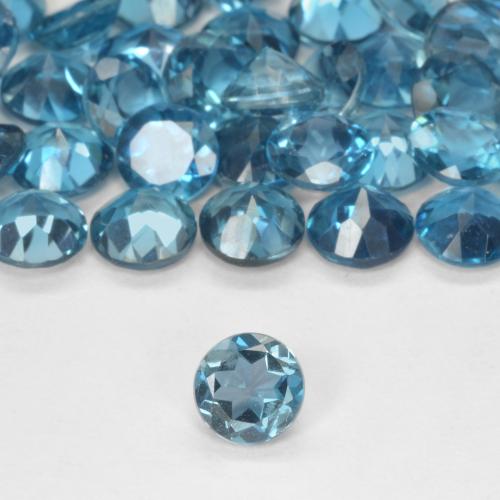 Topazio Blu London naturale da 0.55 ct, Rotondo, VS
