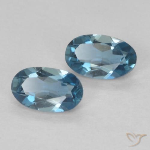 Gemme di topazio blu londra naturale da 0,60 ct, taglio ovale, VVS-VS