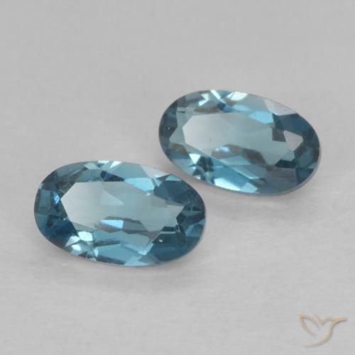 Gemme di Topazio Blu London naturale da 0.60 ct, Ovale, VVS-VS