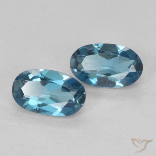 Gemme di Topazio Blu London naturale da 0.59 ct, Ovale, VVS-VS