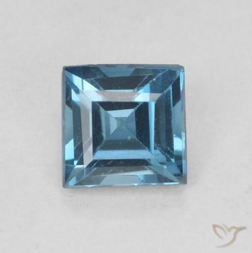 Topazio Blu London naturale da 0.62 ct, Quadrato, VVS-VS