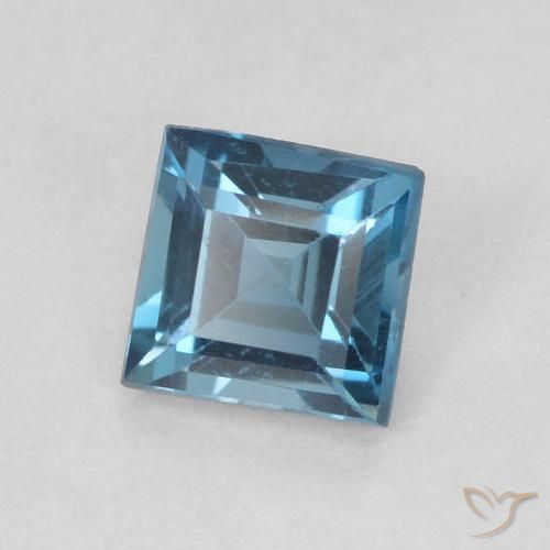 Topazio Blu London naturale da 0.62 ct, Quadrato, VVS-VS