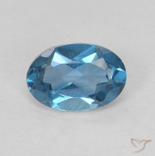 0.56ct Naturale Blu London Topazio, Ovale, VVS-VS