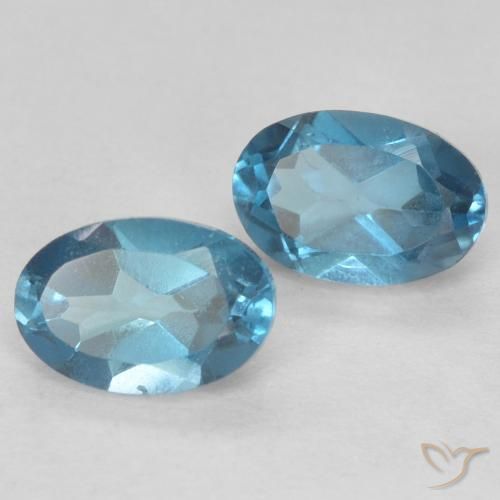 Gemme di Topazio Blu London naturale da 1.25 ct, Ovale, VVS