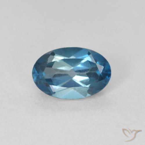 0.62ct Naturale Blu London Topazio, Ovale, VVS