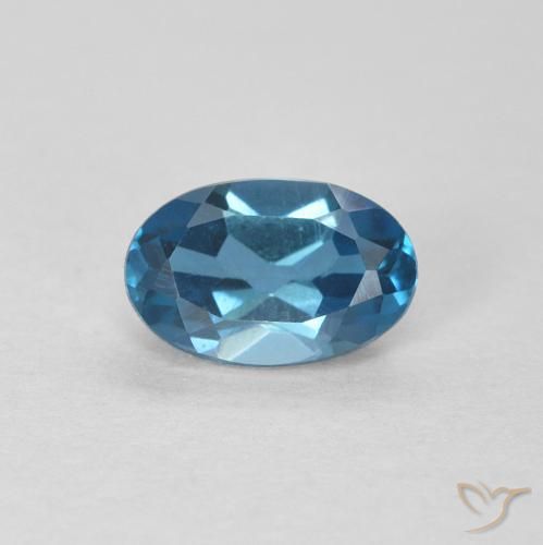0.61ct Naturale Blu London Topazio, Ovale, VVS-VS