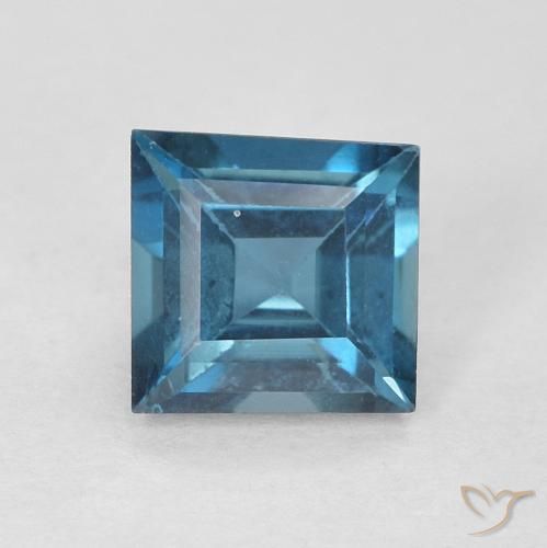 0.67ct Naturale Blu London Topazio, Quadrato, VVS-VS