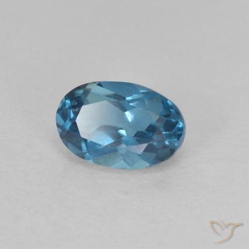 Topazio naturale blu da 0,73 ct, taglio ovale, VVS-VS
