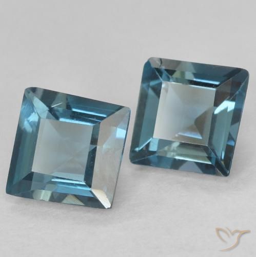 Gemme di Topazio Blu London naturale da 1.41 ct, Quadrato, VVS-VS