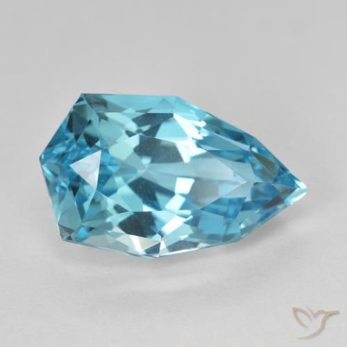 Topazio Blu svizzero naturale da 10.85 ct, Forma a pera, VVS