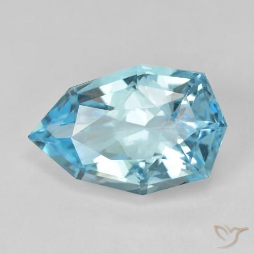 11.95ct Naturale Blu svizzero Topazio, Forma a pera, VVS