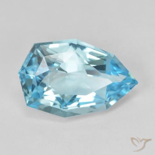 Topazio Blu svizzero naturale da 11.95 ct, Forma a pera, VVS