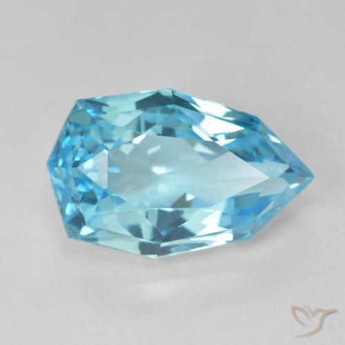 Topazio Blu svizzero naturale da 10.90 ct, Forma a pera, VVS