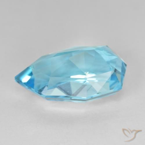 Topazio Blu svizzero naturale da 10.90 ct, Forma a pera, VVS