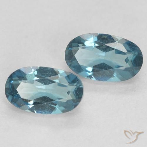 Gemme di Topazio Blu London naturale da 0.60 ct, Ovale, VVS-VS
