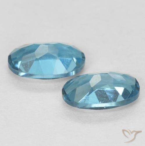 Gemme di Topazio Blu London naturale da 0.59 ct, Ovale, VVS-VS