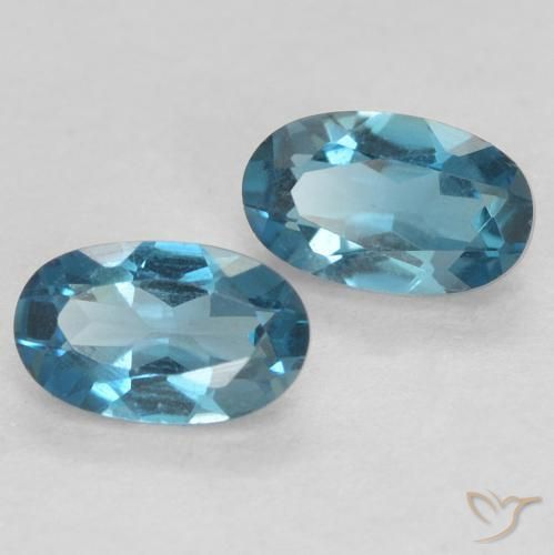 Gemme di Topazio Blu London naturale da 0.59 ct, Ovale, VVS-VS