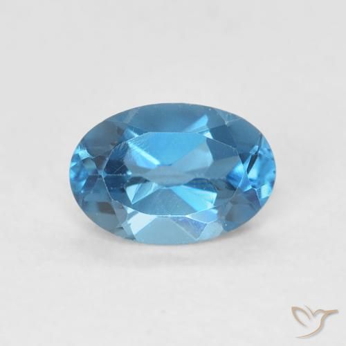 Topazio Blu London naturale da 0.61 ct, Ovale, VVS-VS