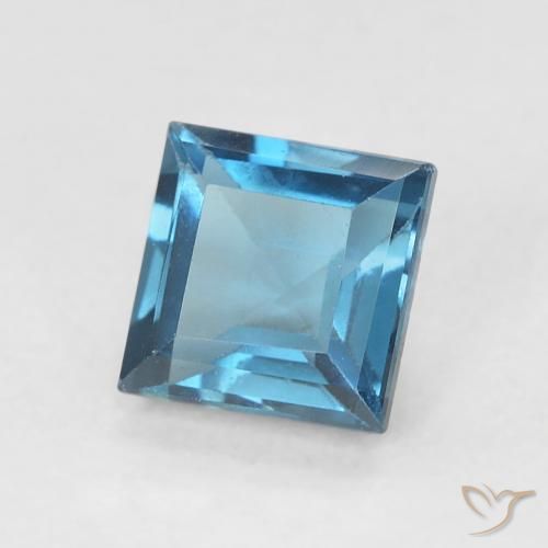 Topazio Blu London naturale da 0.80 ct, Quadrato, VVS-VS