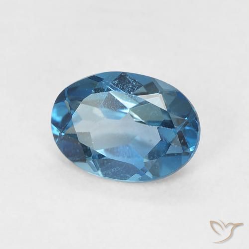 Topazio Blu London naturale da 0.80 ct, Ovale, VVS-VS