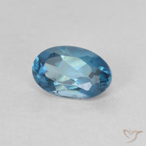 Topazio Blu London naturale da 0.60 ct, Ovale, VVS-VS