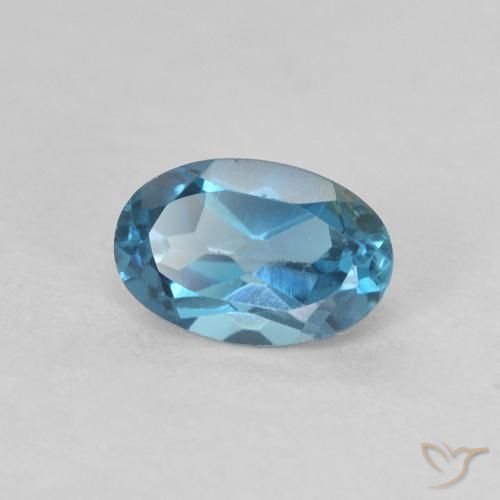 Topazio Blu London naturale da 0.61 ct, Taglio ovale, VVS-VS