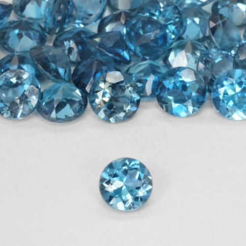 Topazio Blu London naturale da 0.53 ct, Rotondo, VVS-VS